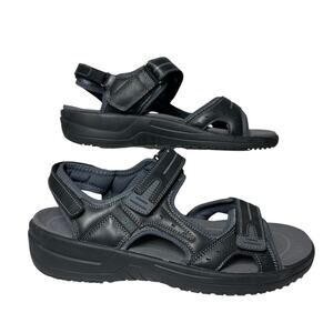 Orthofeet Gemini 566 Black Leather Orthopedic Sandals Men’s 11 2E Wide Comfort